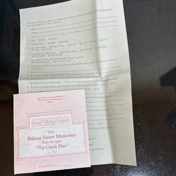 Vintage Enesco Music Box Mice Baking Plays Candy Man Baking Sweet Memories 1995 - Picture 15 of 16